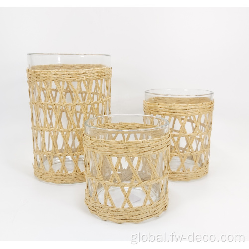 Paper Wrapped Glass paper wrapped set glass cylinder hurricane candle holder Supplier